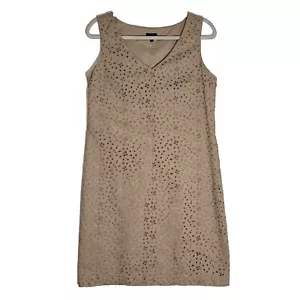 Talbots Kleid Damen 10 hellbraun 100 % Baumwolle Öse Hülle V-Ausschnitt knielang Karriere - Bild 1 von 11