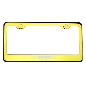 Gold Chrome License Frame T304 Stainless Steel Laser Engraved Aston Martin Logo - Picture 1 of 11