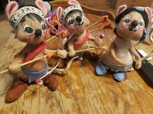 1984 ANNALEE MOBILITEE DOLLS INDIAN WARRIOR MOUSE NATIVE AMERICAN COLLECTION - Picture 1 of 7