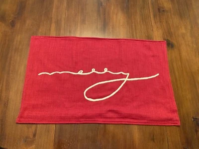 Funda de almohada lumbar Pottery Barn/Feliz Navidad 16 x 26" letras rojas blancas Foto 1 de 2