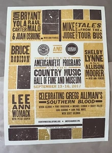 Póster impreso Hatch Show 2017 programas Americanafest CMHOF Nashville septiembre - Imagen 1 de 1