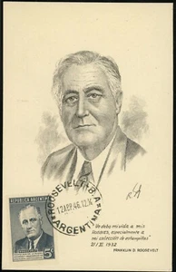 Argentina Franklin D. Roosevelt 1946 Death Anniversary 5c Postage #551 FDC Card - Picture 1 of 1
