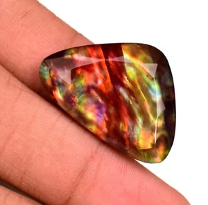 Natural Ammolite Gemstone Red Green Faceted Fancy Cut Huge 24.65 Ct TREATED - Picture 1 of 5