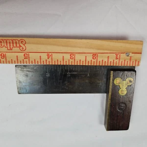 Stanley Vintage No. 20 Brass And Exotic Wood 5” Try Square MADE IN USA - Picture 1 of 8
