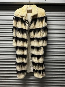 Neiman Marcus Vintage Fur Coat – Beige & Black Striped – Real Fur – Damaged - Picture 1 of 9