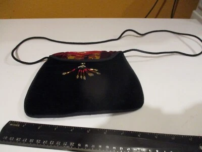 Vintage Ruth and Nohemi Hand Woven Purse Black Velour/Velvet Guatemala - Image 1 of 4