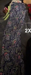 navy and pink paisley print wide leg pants - Picture 1 of 1