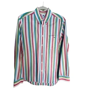 Camicia elegante uomo Lacoste anni 90 righe colorate con bottoni taglia 40 - Foto 1 di 4