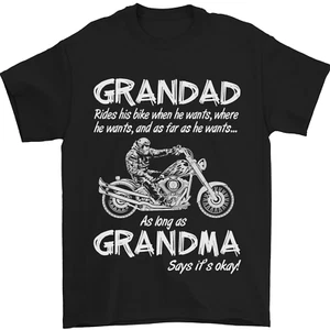 Grandad Grandma Biker Motorcycle Motorbike Mens T-Shirt 100% Cotton - Picture 1 of 11