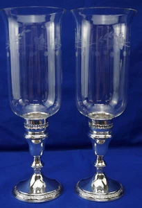 Lord Silver Inc Sterling (2) Hurricane Lamps, 12 5/8" (G21) - Picture 1 of 24