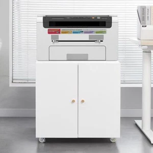 Metal Printer Stand with Storage Mobile Printer Tables File Cabinet White - Picture 1 of 19