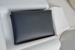 BNIB Hermes Calvi Duo in Gris Misty Epsom Leather Card Holder PHW - Picture 1 of 10