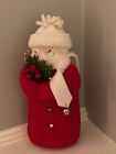 Hearts & Ivy Red Snowman with Pine Bough, Berries, and Bell  8" tall   Excellent