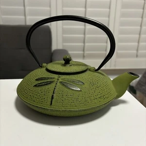 NEW CUISILAND GREEN 37oz Dragonfly Cast Iron TEAPOT - Picture 1 of 6