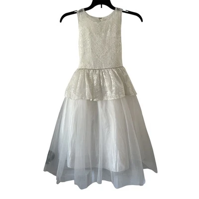 Sugar Plum WHITE COMMUNION,FLOWER GIRL Easter Dress Satin Lace Tulle Size 8 - Image 1 of 4