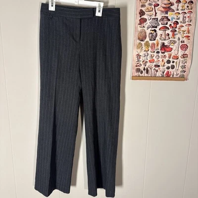 Pantalones Ann Taylor Lana Taupe Rayas Pantalones Pierna Ancha Mujer Talla 8 Petite Foto 1 de 3