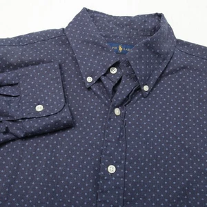 Ralph Lauren Hemd Herren mittelblau Muster Button Down Freizeit klassisch elegant Arbeit - Bild 1 von 10