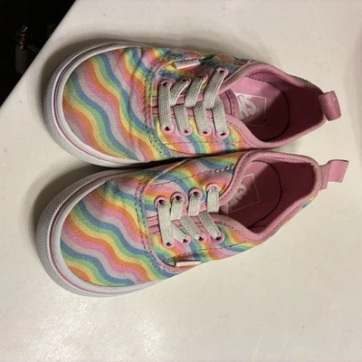 范斯儿童波浪彩虹粉色弹性花边懒人鞋学步女孩尺寸 3 — 第 1/4 张图片