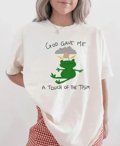 Funny God Gave Me A Touch Of The 'tism T-Shirt Unisex Men Women 2 - Foto 1 di 4
