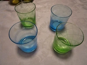 Modernes Allegro geometrisches geätztes Glas von Laura 4-altmodisch handgefertigt 15 Oz - Bild 1 von 13