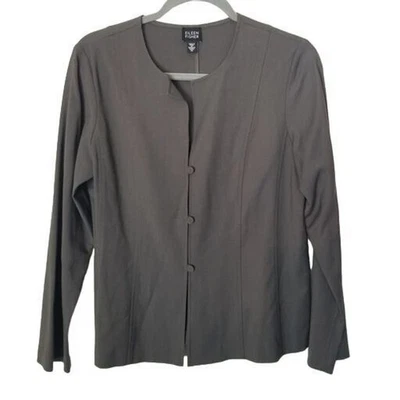 Blusa cárdigan blazer vintage de lana Eileen Fisher para mujer talla M marrón chocolate Foto 1 de 4