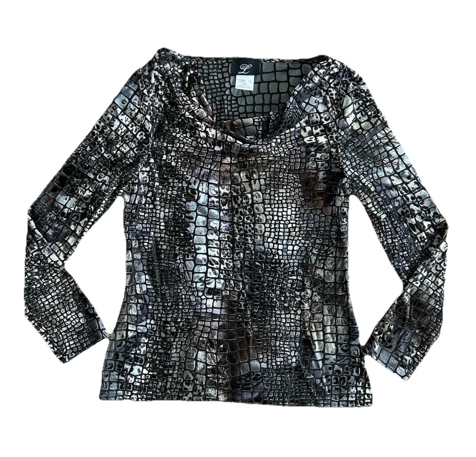 De Colección Libra Mujer M Terciopelo Transparente Burnout Top Estampado Reptiles Grunge Gótico Elástico Foto 1 de 4