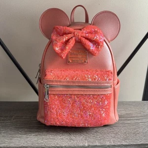 Loungefly Disneyland Paris Coral Sequin Mini Backpack - Picture 1 of 4