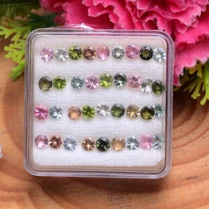 36 Pcs Natural Multi Tourmaline 3.50mm Round Cut Calibrated Loose Gemstones Lot - Picture 1 of 5