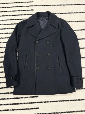 Uniqlo Men Wool Blended Pea Coat Outwear Navy Size M - Image 1 of 4