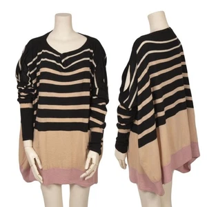 TSUMORI CHISATO Open-shoulder Stripe Flare Knit Sweater Size 2(K-162576) - Picture 1 of 12