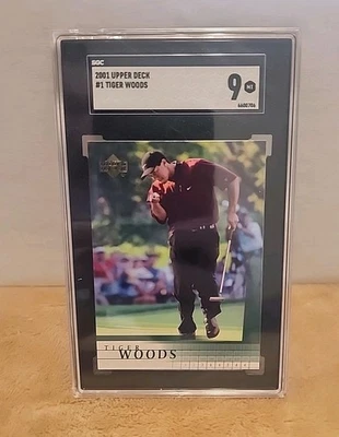 ⛳️ 2001 UPPER DECK GOLF #1 TIGER WOODS SGC 9 MINT ROOKIE CARD - Image 1 of 2