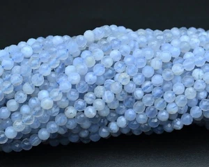 Genuine 3MM A++ Blue Chalcedony Round Faceted Gemstone Craft Beads 12.5" Strand - Picture 1 of 9