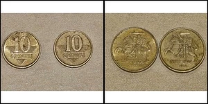 Monete 10 Centu Lituania x2 - 1998 e 2007 - Bel dettaglio - Foto 1 di 3
