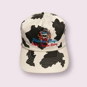 Vintage 90's Rolling Thunder Motorcycle Hat Fletcher Boys Cowprint Otto Cap Hat - Picture 1 of 7