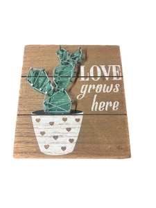 Love Grows Here Wooden Hanging Decor Sign-Cactus Nail Art - Picture 1 of 8