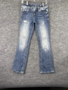 Miss Me Jeans Damen Größe 27 Distressed Low Boot Denim verziert Signatur - Bild 1 von 14