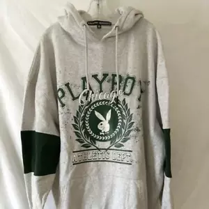 Playboy Chicago By Misguided Size XLT Gray Pullover Hoodie Logo Front Sweatshirt - Picture 1 of 7