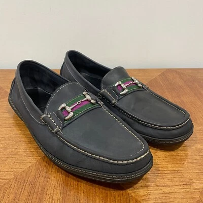 Mocasín cosido a mano Company Bit Driver para hombre 12M azul marino a rayas nobuck sin usar, en caja, zapatos sin cordones Foto 1 de 4
