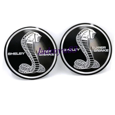2pcs Shelby Black Round Badge Emblem Aluminum Sign Decals 68mm Sport  - Image 1 of 2