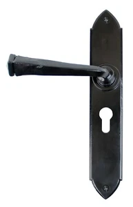 From The Anvil 33277 Black Gothic Door Lever Euro Lock Set - Picture 1 of 2
