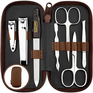 Maniküre Set Solingen in Leder Etui braun - Made in Germany Solingen 7-teilig - Bild 1 von 8