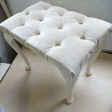 Champagne Grey Rustic Pouffe Stool Foot Fabric Upholstered Shabby Chic Fabric 8E