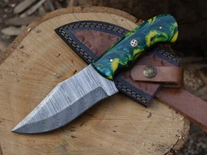 Hand Made 9"Skinning Knife Damascus Blade Bowie Knife W/Sheath _BL-3065 - Picture 1 of 17