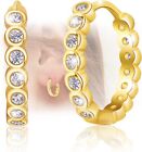 Hypoallergenic Sterling Silver Gold Hoop Earrings for Women | Cubic Zirconia | L