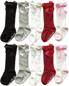 QandSweet Baby Girl Knee-High Socks Toddlers Bow Stockings Newborn Infant Non... - Picture 1 of 9