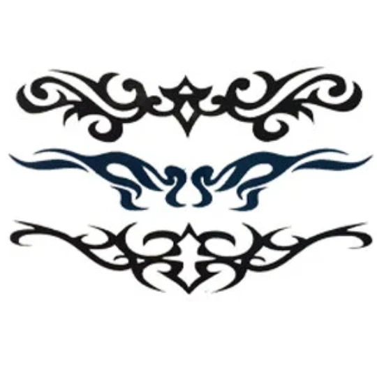 INKWEAR Tribal Back temporary tattoos x 3 in Blue and black 10 x 6cm - Realistic