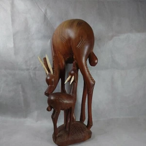 WOODEN SCULPTURE MCM ANTELOPE LARGE VINTAGE RETRO CARVED AFRICAN TRIBAL 42cm - Picture 1 of 5