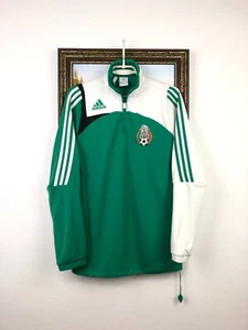 Vintage Adidas Mexico Football Jacket Soccer Sweatshirt Train Track Mens Size S - Picture 1 of 17