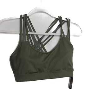 Sujetador deportivo con tiras verde oliva talla S con diseño de espalda entrecruzada soporte medio - Imagen 1 de 8