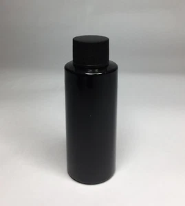 30ml PET Plastic Black Cylindrical Bottle + Black Ribbed Screw On Cap ANY AMOUNT - Picture 1 of 1